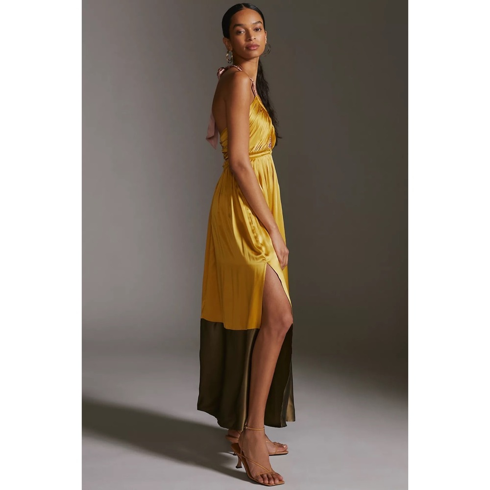 Anthropologie Silk Colorblocked Maxi Dress - Picture 11 of 12